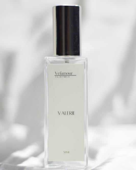 Elegant Glass Perfume Bottle of Valerie, A Vibrant Fruity Floral Fragrance