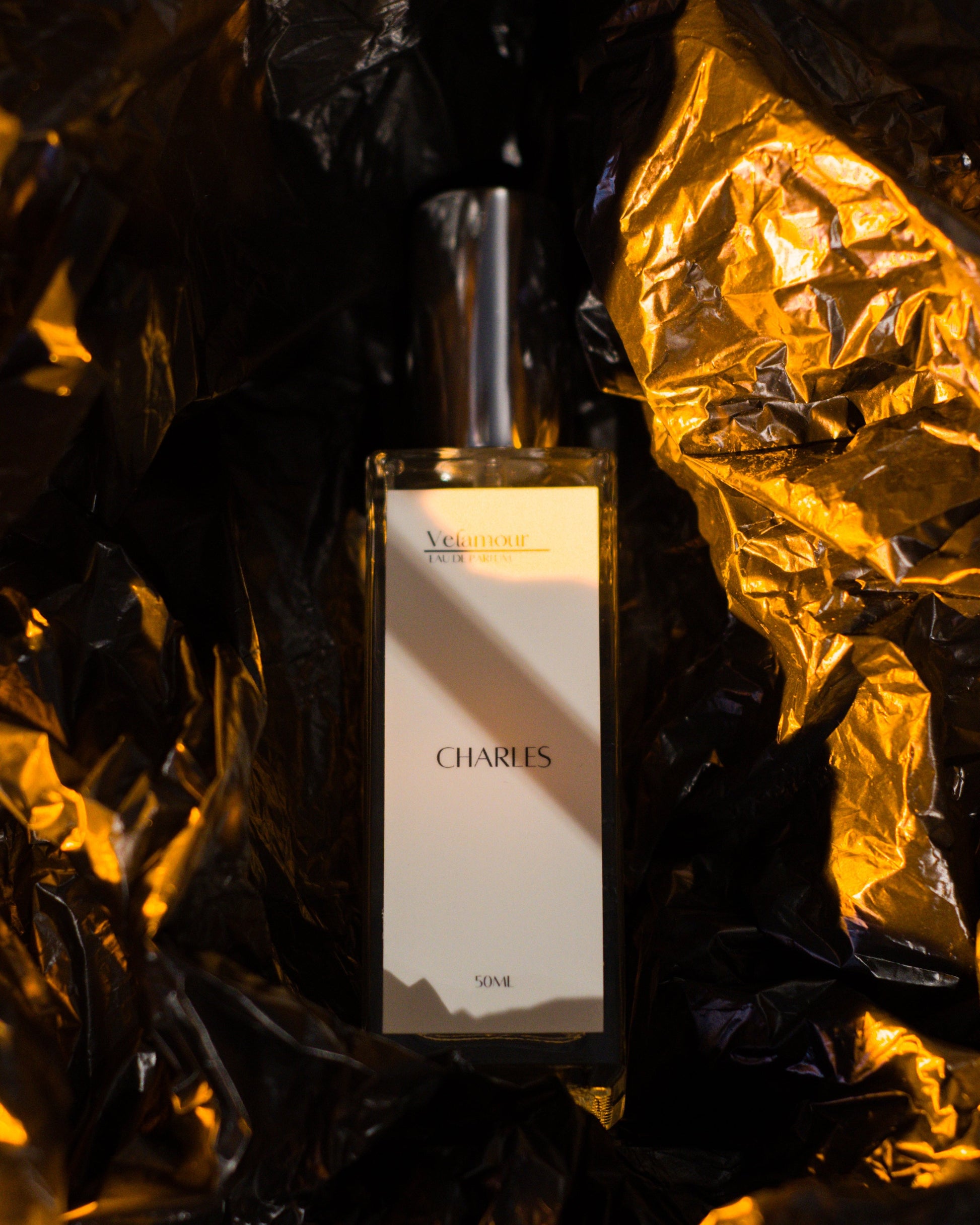 Elegant Glass Perfume Bottle of Charles, A Fresh Aquatic Fragrance